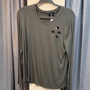 Forest Green Cut-Out Long Sleeve Top